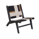 Fauteuil bas Swahi en bois de manguier et coton beige, noir et marron