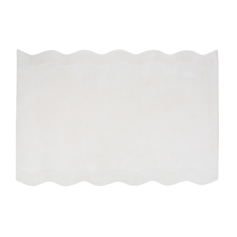 Tapis Hecate design découpé vagues en coton ciselé tufté écru 160x230
