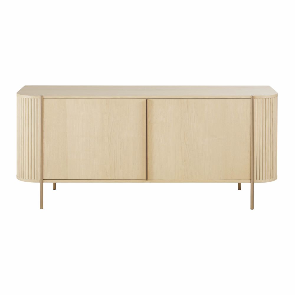 Buffet Ormond 2 portes beige et métal coloris laiton