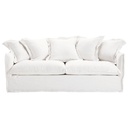Canapé convertible Barcelone 3/4 places en lin lavé blanc, matelas 6 cm