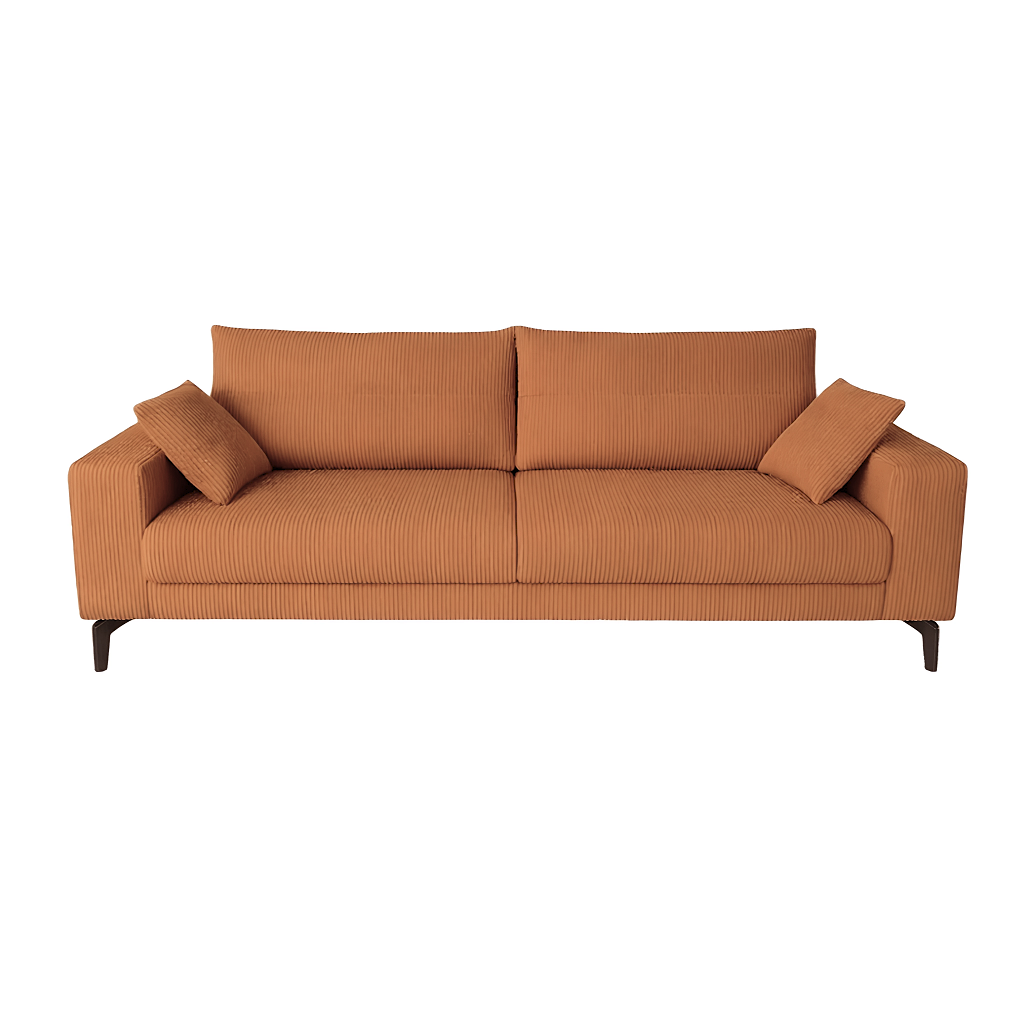 Canapé clic-clac Amelia 3 places en velours cotelé terracotta
