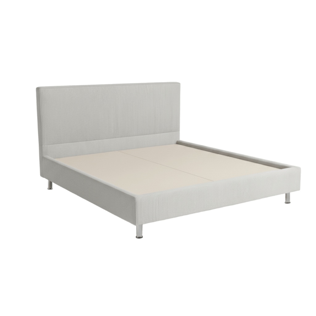 Lit double City en velours côtelé beige clair, couchage 180x200