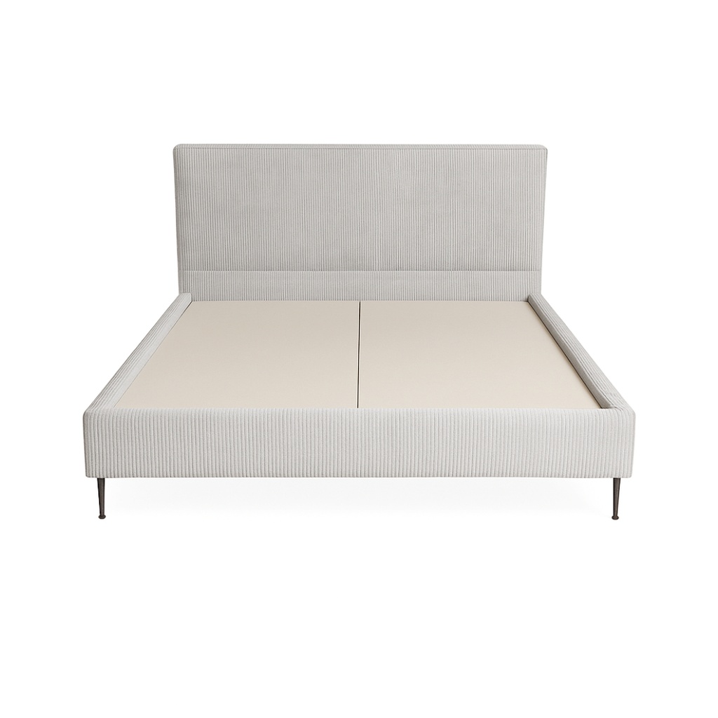 Lit double City en velours côtelé beige clair, couchage 180x200