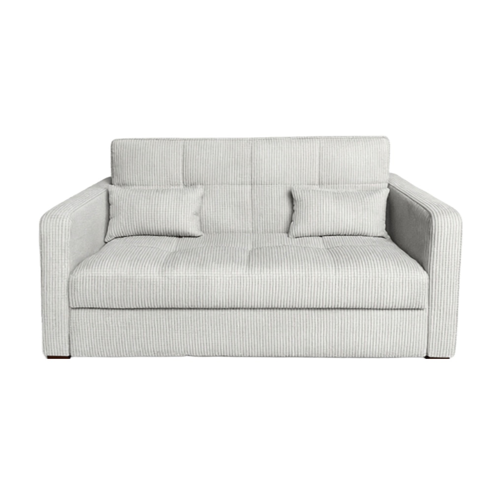 Canapé-lit 2 places Eva en velours cotelé beige clair