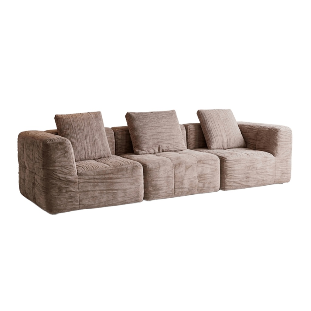 Canapé Maddy 3/4 places en tissu texturé taupe