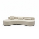 Canapé gauche incurvé Lisa 4 places en tissu côtelé beige