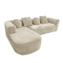 Canapé d'angle gauche Cesare 4/5 places en tissu côtelé beige