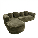 Canapé d'angle gauche Cesare 4/5 places en tissu côtelé vert kaki