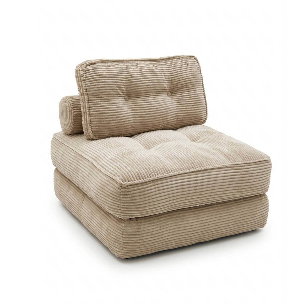 Fauteuil convertible Bogota en tissu côtelé beige