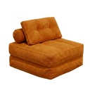 Fauteuil convertible Bogota en tissu côtelé orange