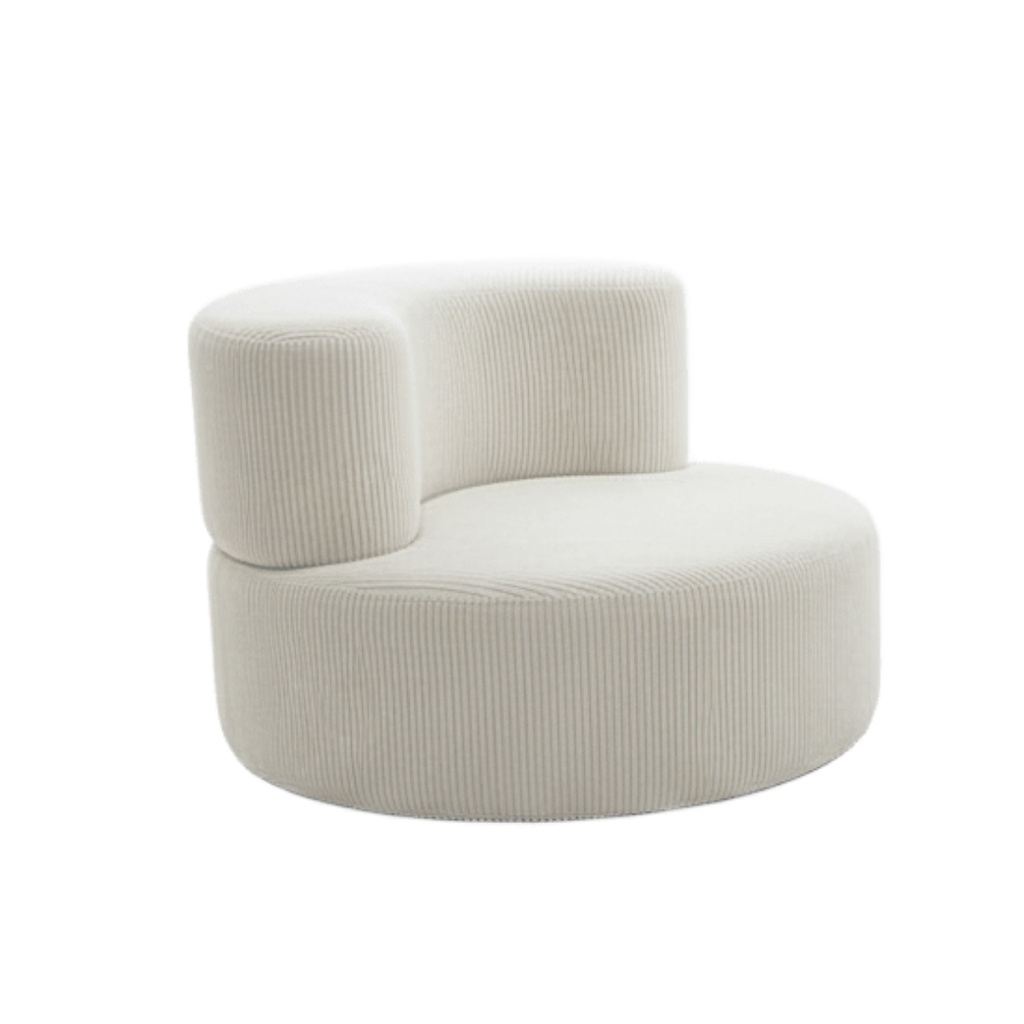 Fauteuil Milo rond en tissu beige crème