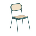 Chaise Alba en acier vert foncé et bois de bouleau avec rotin synthétique