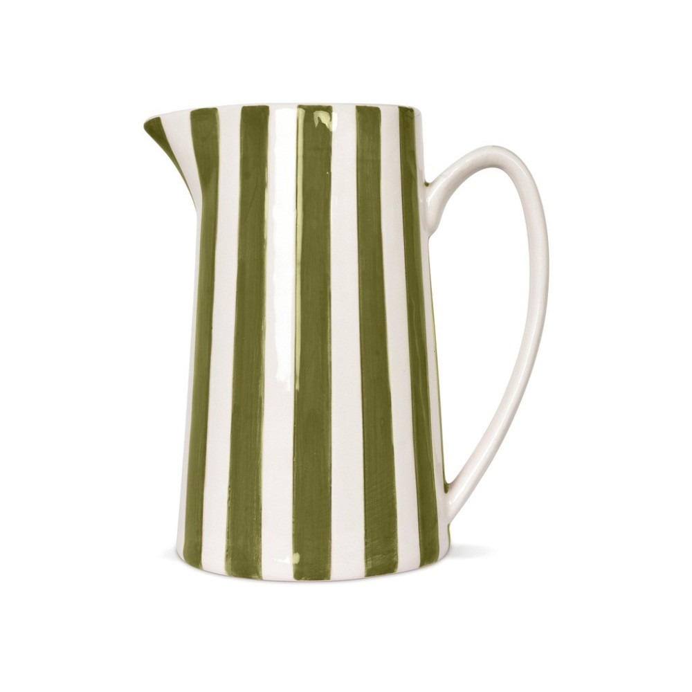 Vase céramique à rayures kaki et blanche GM