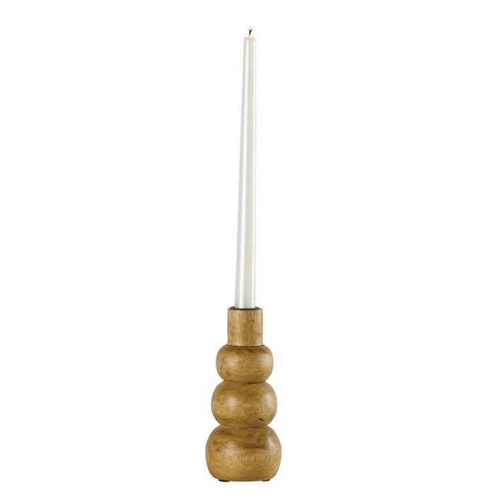 Bougeoir en bois emplacement bougie en métal noir 8x18,5x8 cm