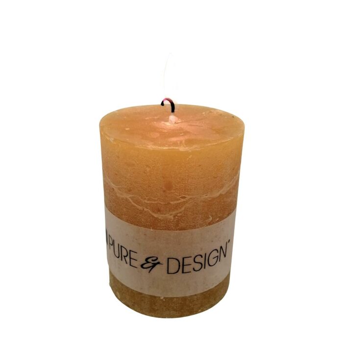 Bougie pilier cylindrique de couleur moutarde
