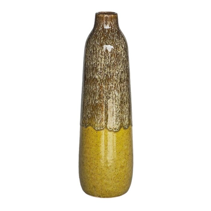 Vase en céramique vert kaki moucheté