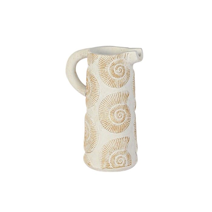 Vase forme broc en ciment avec motifs escargots PM