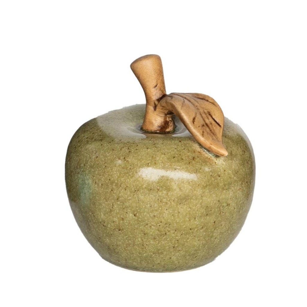 Pomme décorative en terre cuite verte