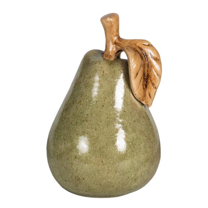 Poire décorative en terre cuite verte