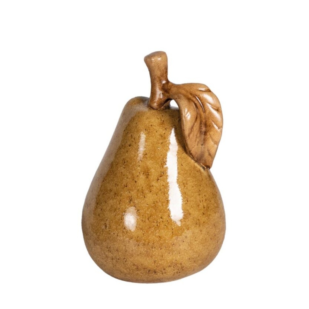 Poire décorative en terre cuite moutarde