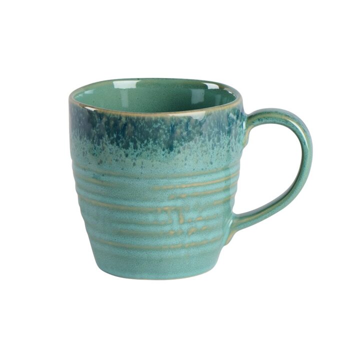 Mug Lagune en grès coloris vert opale avec striures