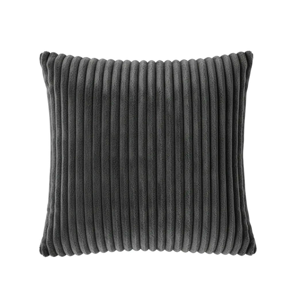 Coussin Sven à côtes coloris gris anthracite 45x45 cm