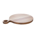 Planche à découper rond en acacia avec anneau 36x28x1,5 cm