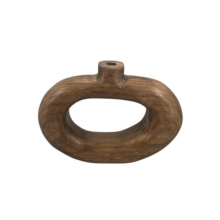 Vase en bois forme ronde coloris noyer