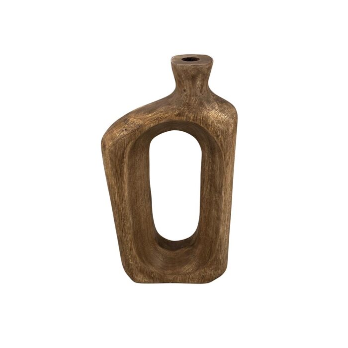 Vase en bois ajouré en coloris noyer GM