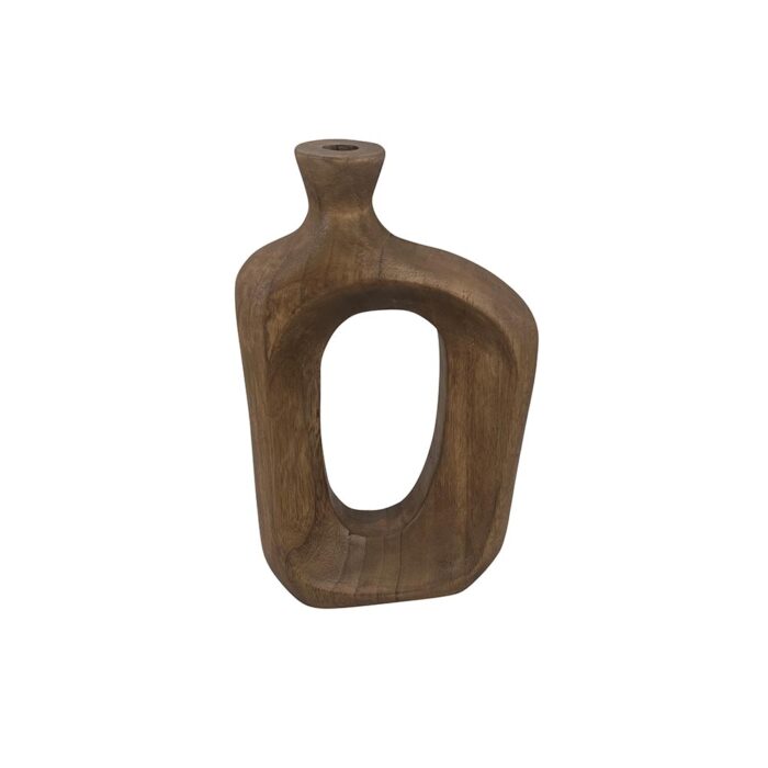 Vase en bois ajouré en son centre coloris noyer PM