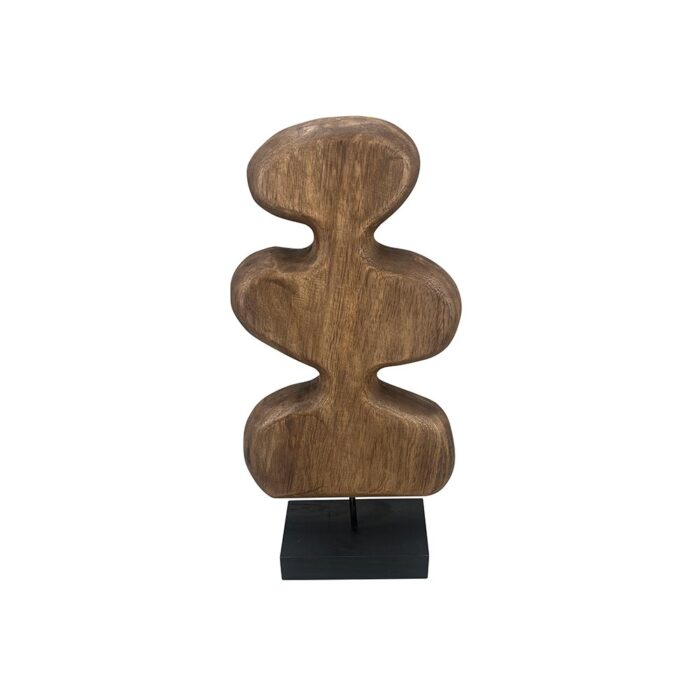 Sculpture en bois coloris noyer sur pied