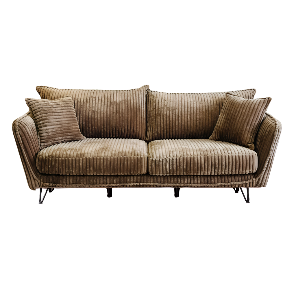 Canapé 3 places Hasting en velours côtelé camel pieds métal