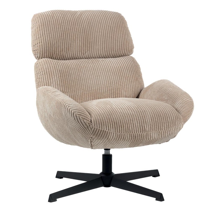Fauteuil Bissett tournant en velours côtelé beige