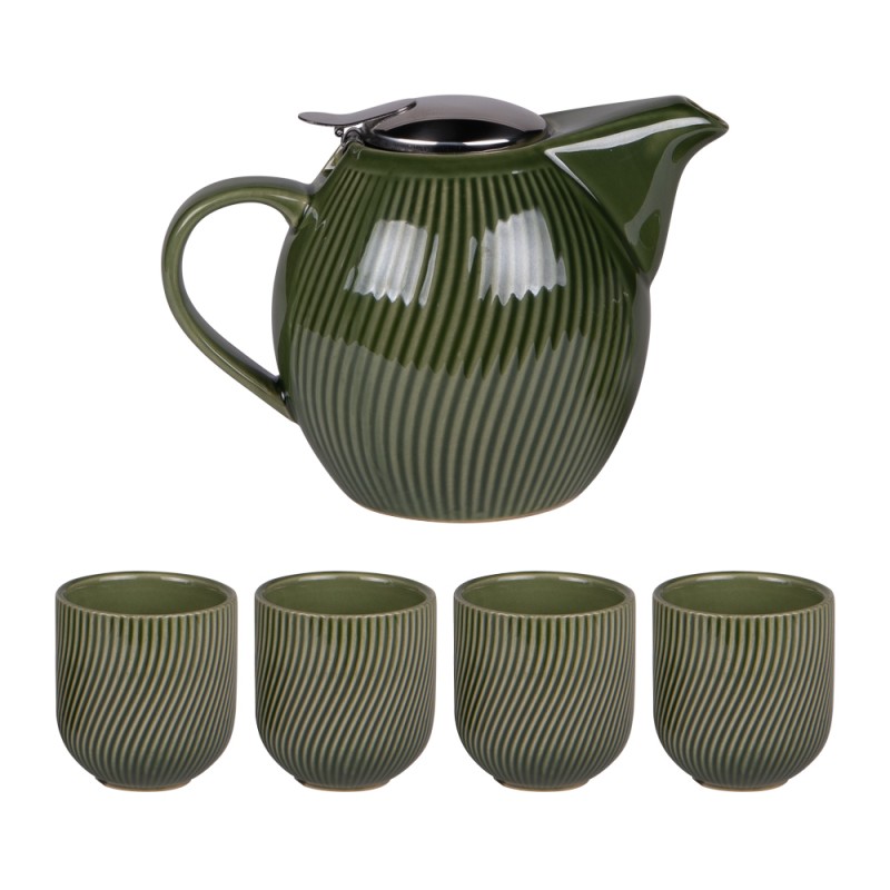 Coffret théière 0,9l +4 gobelets Mao vert