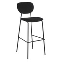 Chaise de bar Oscarine Business en velours noir et acier noir