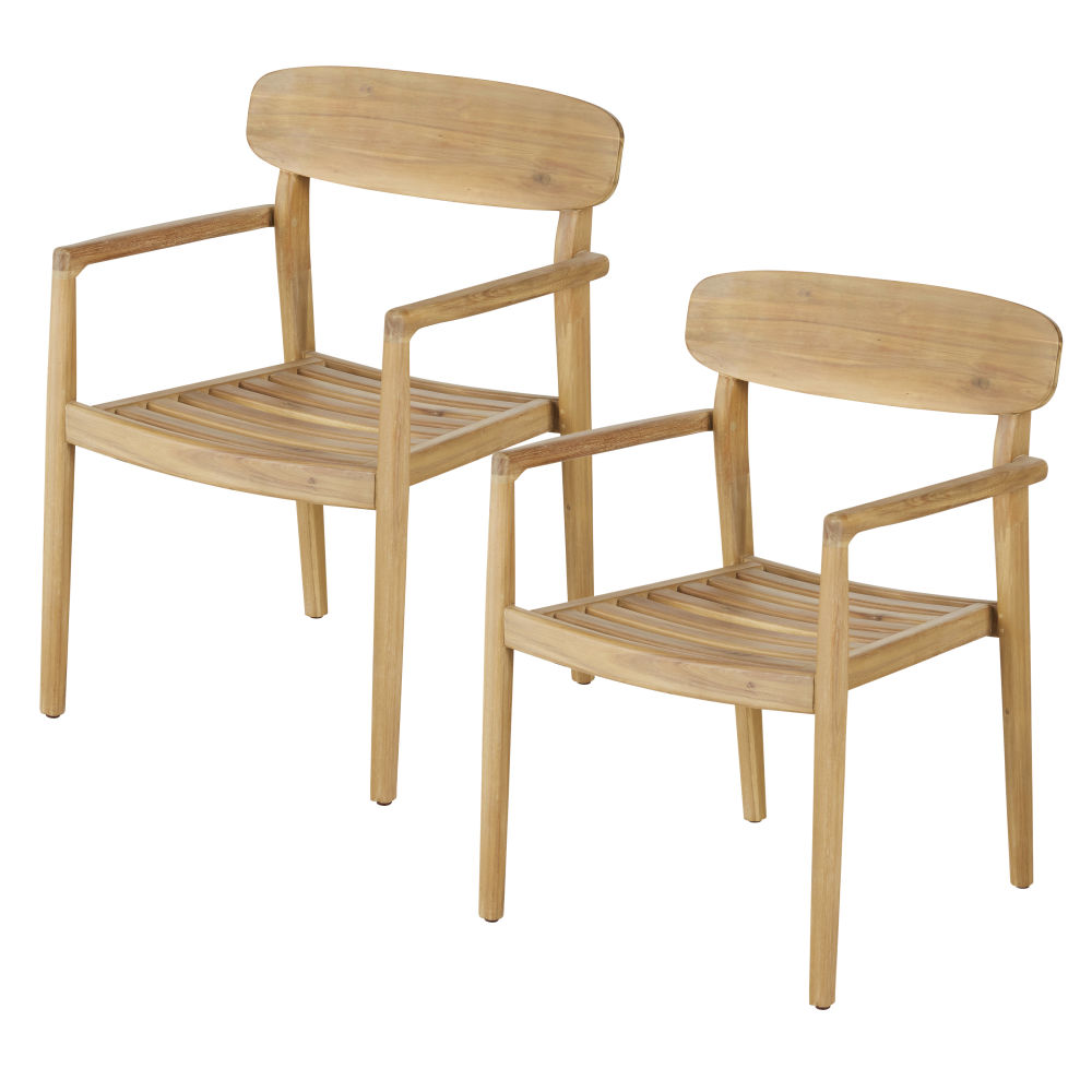 Lot de 2 Chaises à dîner de jardin professionnelles Falak Business en bois d'acacia