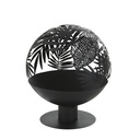 Feu d'extérieur Brasero en métal noir feuilles ciselées