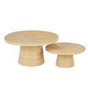 Tables basse gigognes Tanja marqueterie de rotin beige