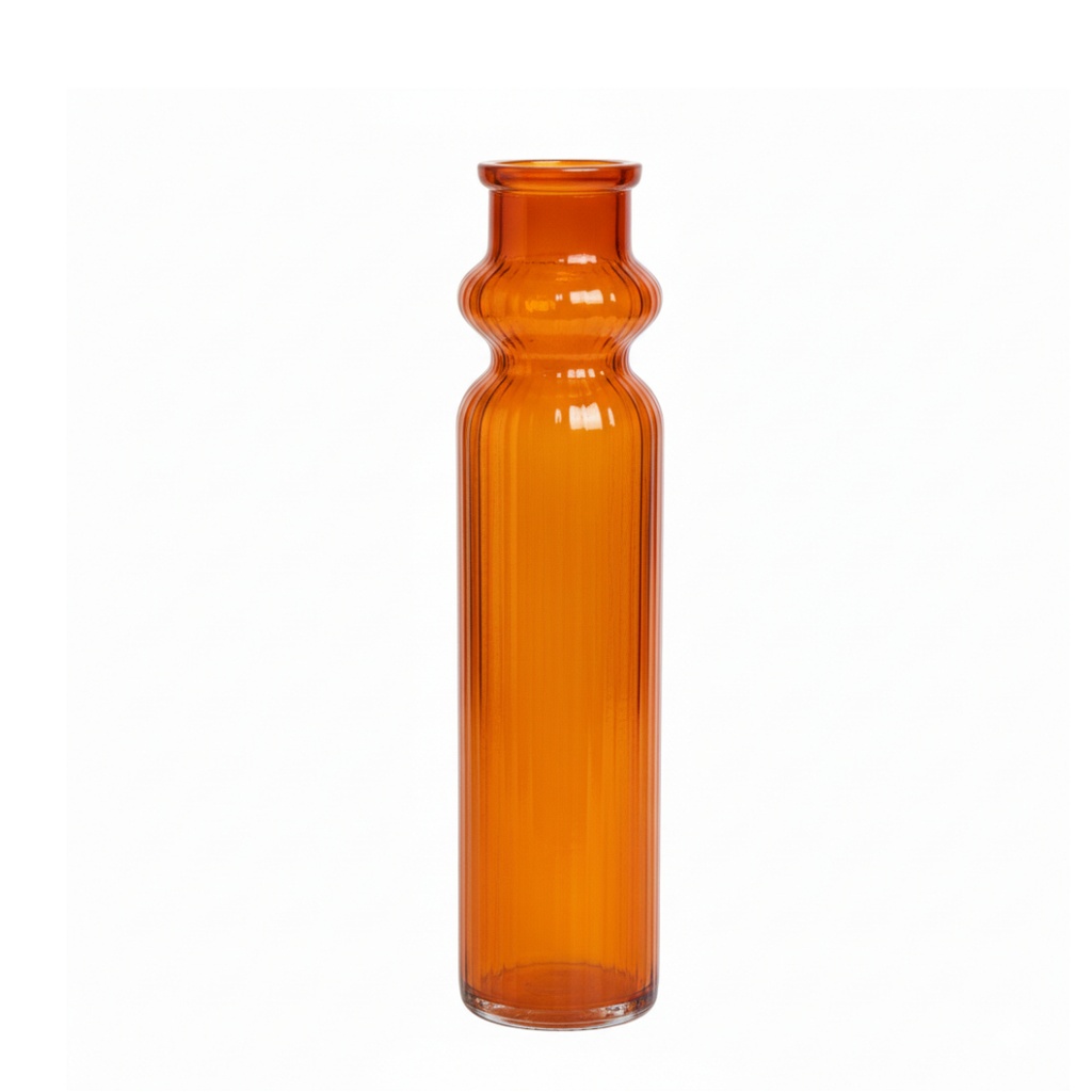 Vase en verre texturé orange transparent 18x76cm