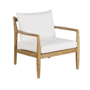 Fauteuil Indiana en bois d'acacia coussins en coton et lin écrus