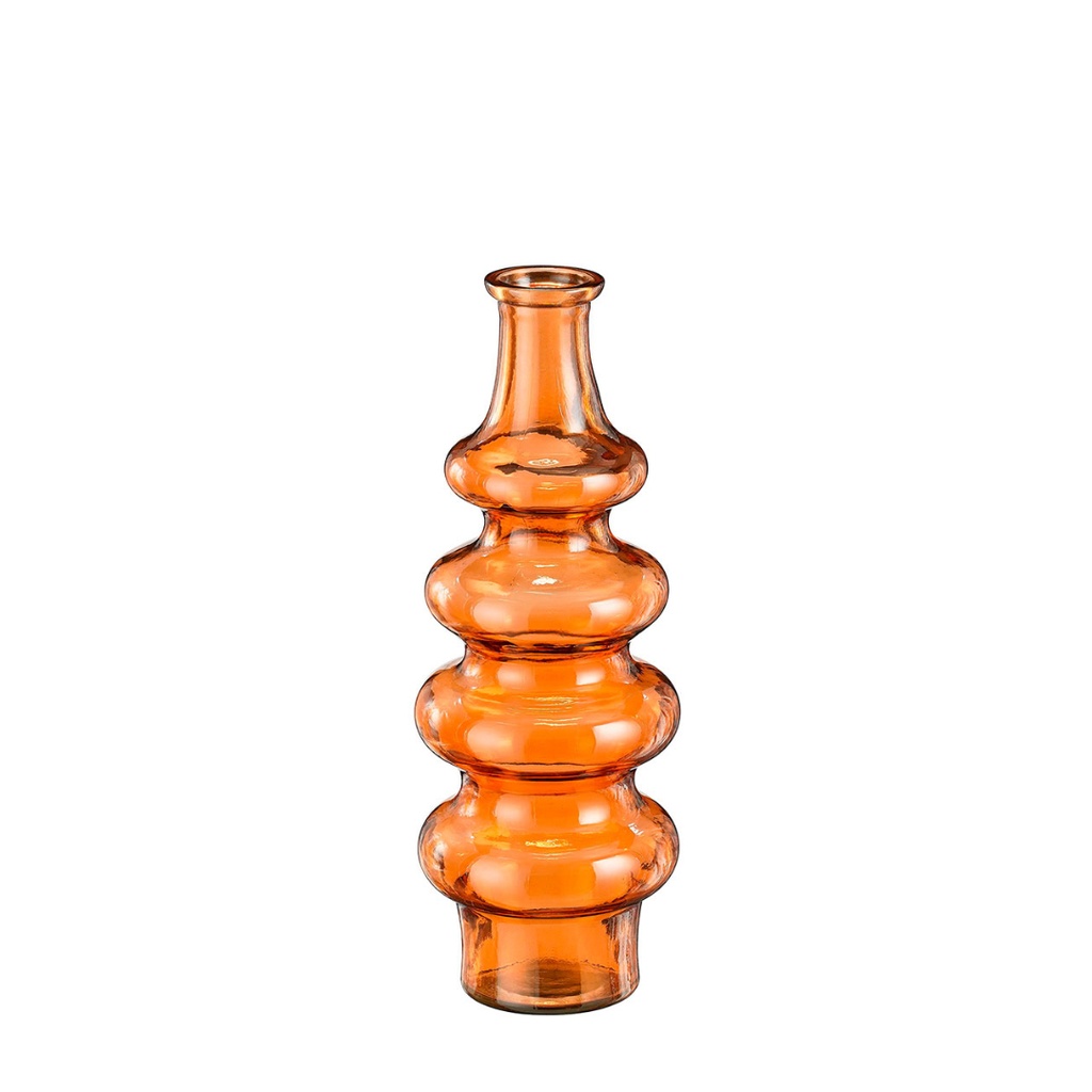 Vase Anfora en verre recyclé fumé orange 19x23cm