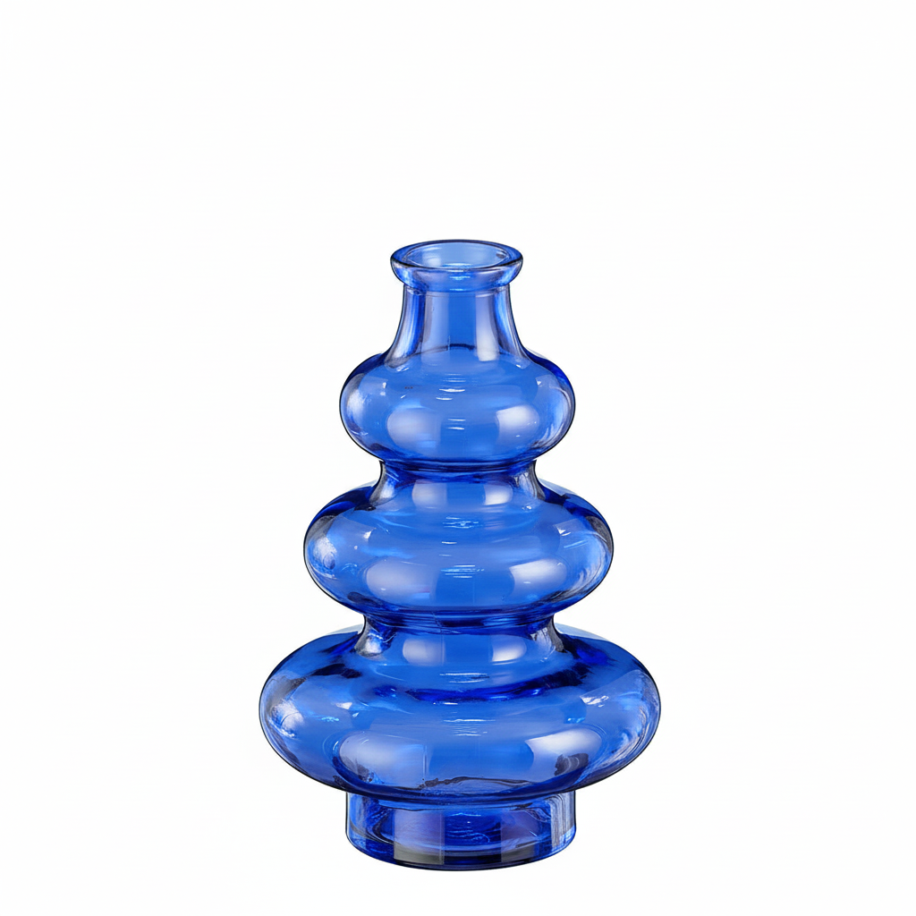 Vase 3 boules en verre recyclé fumé bleu 14.5x22cm