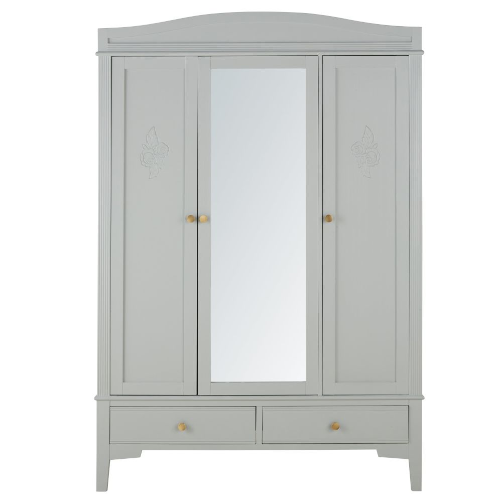 Armoire Jeannie 3 porte 2 tiroirs vert de gris