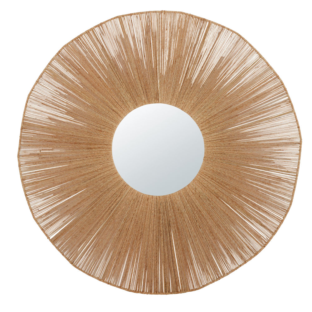 Miroir rond Cassie en jute marron D70
