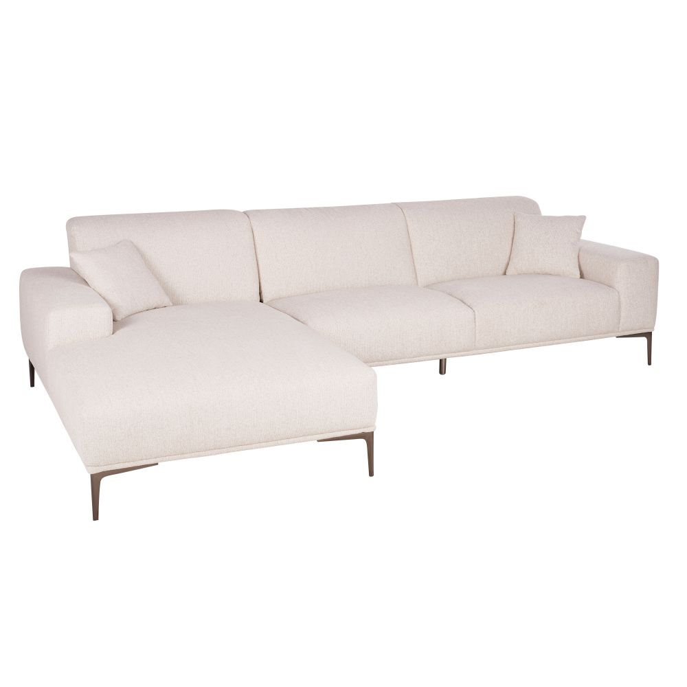 Canapé d'angle gauche Tokyo 5 places en textile tramé beige