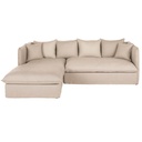 Canapé d'angle gauche Louvain 4/5 places en lin froissé beige