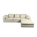Canapé d'angle modulable Austin 4/5 places en tissu texturé beige sable