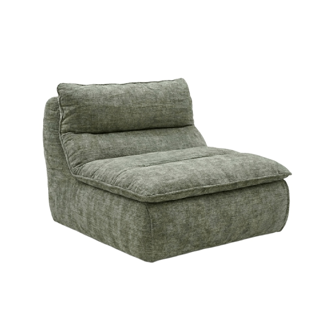 Fauteuil Gael en tissu chenille vert grisé