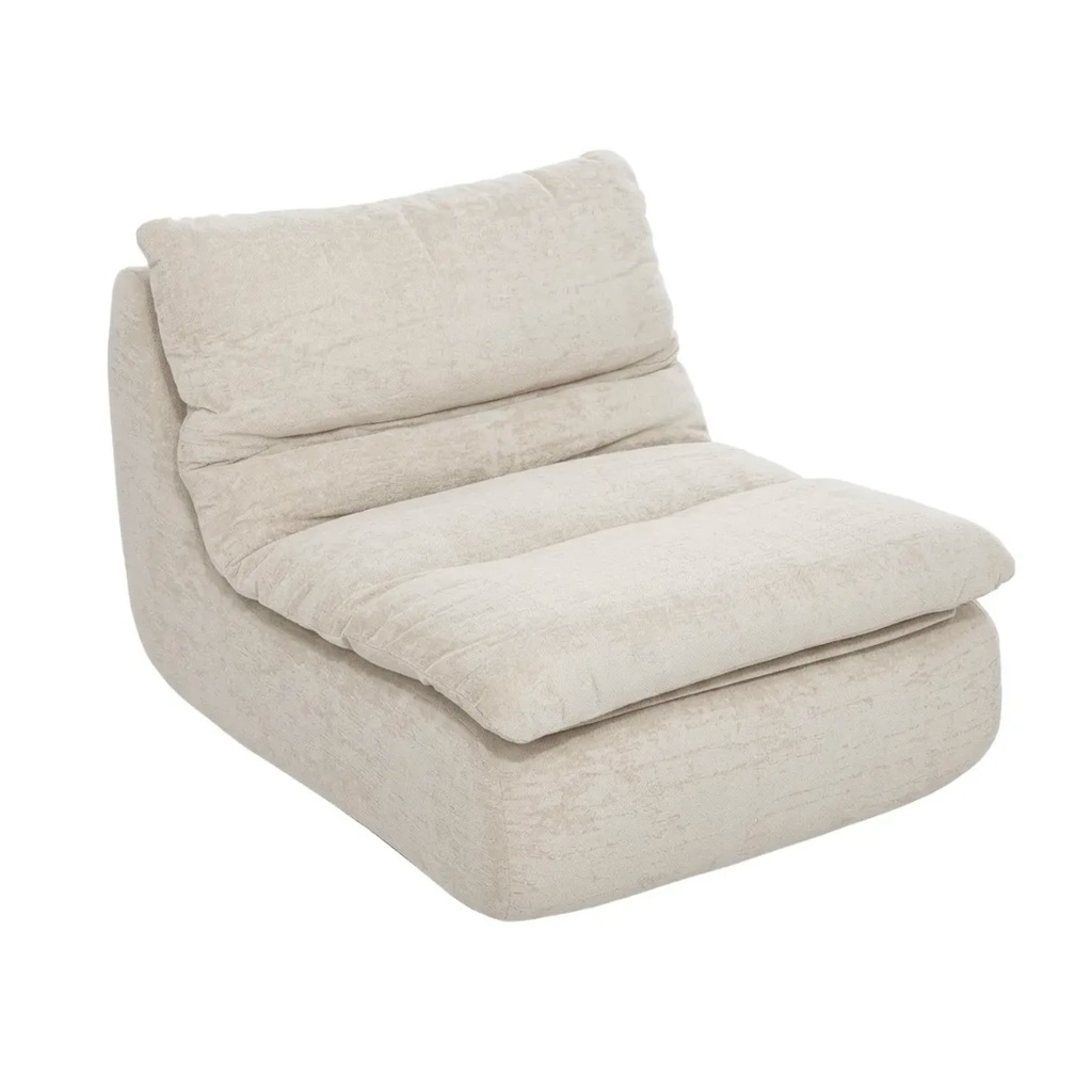 Fauteuil Gael en tissu chenille beige crème