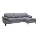 Canapé d'angle droite Marcel 3/4 places en tissu côtelé gris